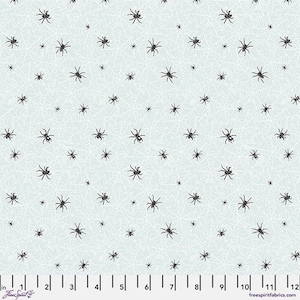 Spider fabric by half yard, spiders printed quilting cotton, Halloween quilting fabric, spooky sewing fabric, spiderweb cotton fabric