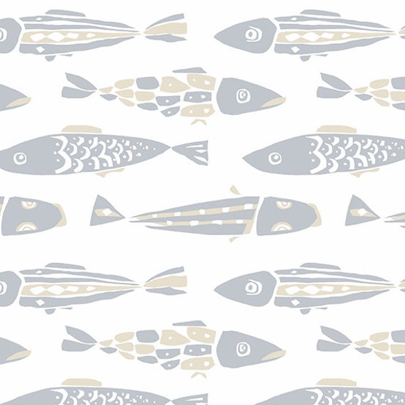 Fish Fabric by Half Yard, Ocean Fabric, Printed Quilting Cotton