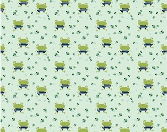 Frog fabric by half yard, children fabric, printed quilting cotton, frog quilting fabric, frog sewing fabric, kids' fabric, summer fabric
