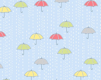 Tissu de parapluie par demi-cour, tissu d’impression de parapluie, coton de courtepointe de parapluie, tissu de courtepointe de pluie, tissu pluvieux de couture de jour, tissu d’enfants