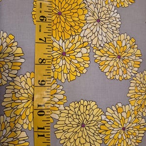 Windham Happy Chance Mums Large grey floral quilting cotton sewing fabric by half yard, flower cotton