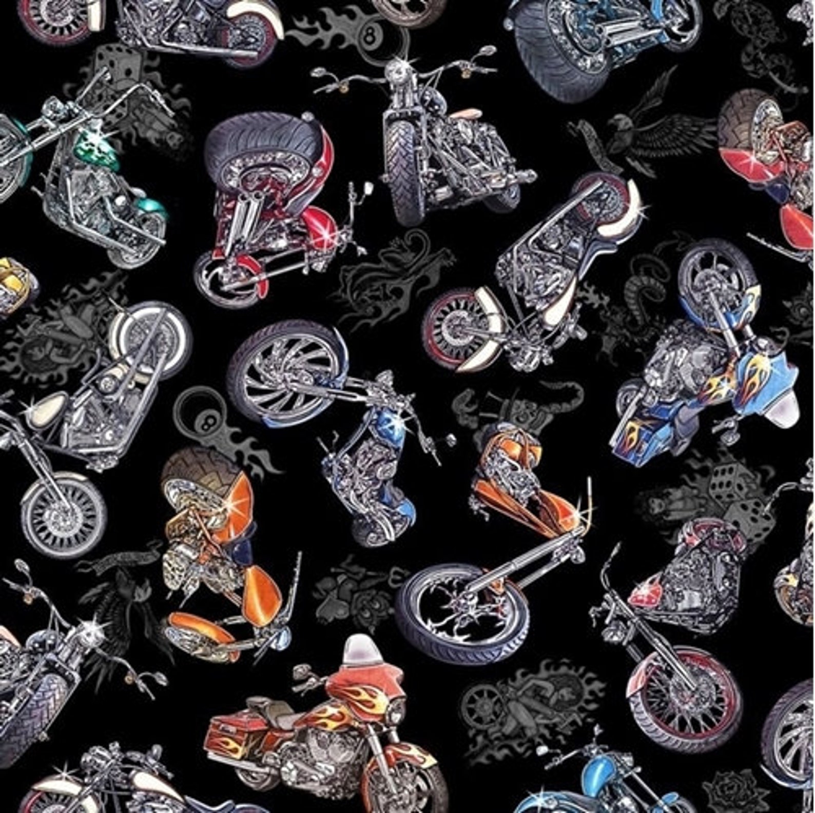 Motorcycle fabric by half yard biker fabric motorcycle | Etsy