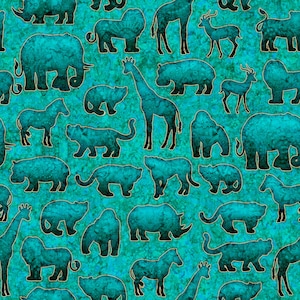 Tierstoff ab 50cm, Safari DruckStoff, Nashorn Bedruckte Baumwolle, Dschungel Tiere Quilting Stoff, Tier Nähen Stoff