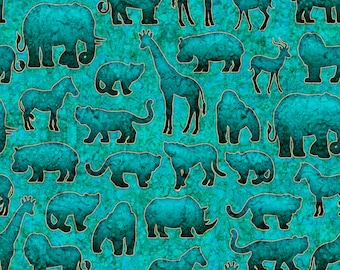 Animal fabric by half yard, safari print fabric, rhino printed quilting cotton, jungle animals quilting fabric, animal sewing fabric