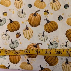 Pumpkin fabric by half yard, harvest cotton, fall harvest quilting cotton, nature quilting fabric, pumpkin sewing fabric, harvest fabric