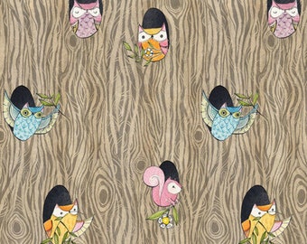 Well Owl Be Nite Stoff von half yard, Cori Dantini Eulen Quilting Baumwolle, Free Spirit Eulen Quilting Stoff, Vogel Stoff, Wild Stoff