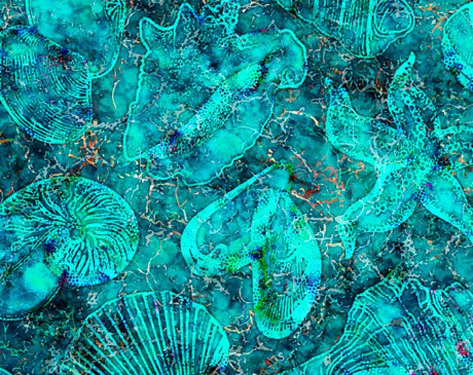 Shell Fabric by Half Yard Ocean Fabric Printed Quilting Etsy