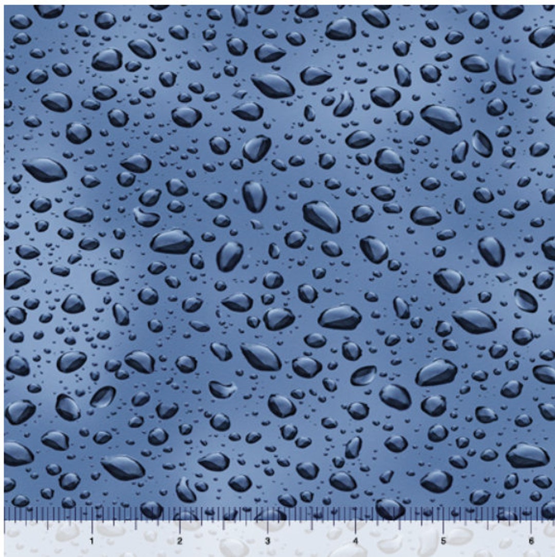 Raindrops Fabric by Half Yard, Rain Print Fabric, Water Quilting Cotton