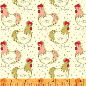 Tissu de ferme par demi-mètre, tissu de ferme, coton à courtepointe imprimé, tissu de courtepointe de poulet, tissu de couture de coq, tissu de couture de poulet