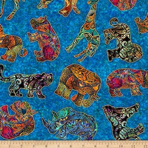 Tierstoff ab 50cm, Safari DruckStoff, Nashorn Bedruckte Baumwolle, Dschungel Tiere Quilting Stoff, Tier Nähen Stoff