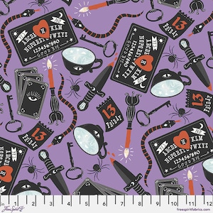 Friday 13 fabric by half yard, magic fabric, spell printed quilting cotton, witch quilting fabric, Halloween sewing fabric, kids fabric