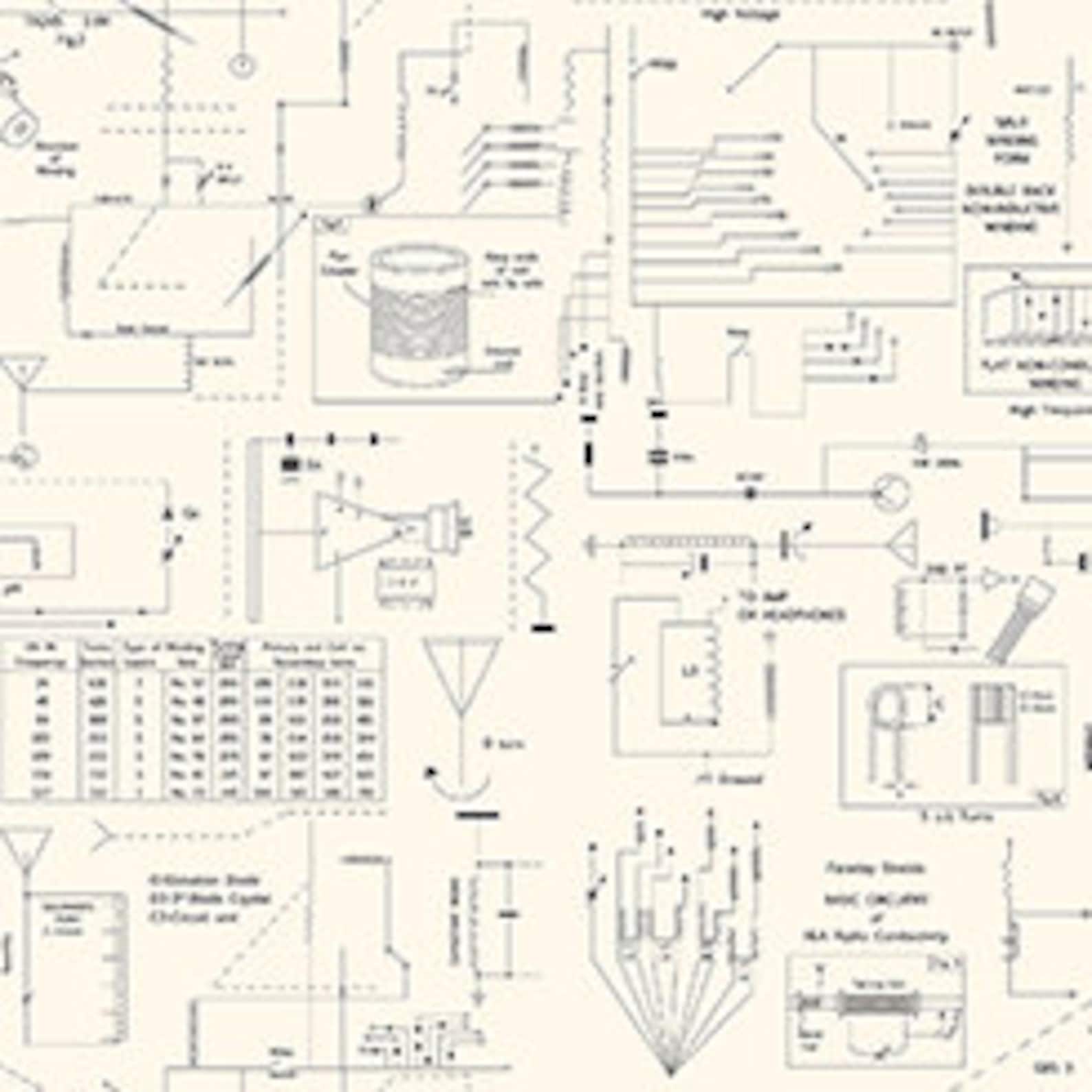 Frequency Fabric By Half Yard Radio Fabric Circuit Printed Etsy