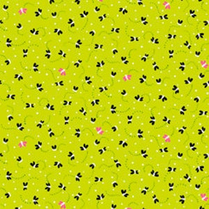 Bugs fabric by half yard, insect fabric, fly printed quilting cotton, green bug quilting fabric, bugs words sewing fabric, garden fabric