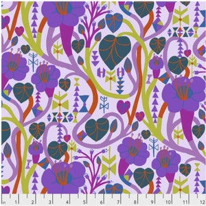 Flower fabric by half yard, purple floral cotton, large floral quilting cotton, lilac quilting fabric, Free spirit sewing fabric, Anna Maria
