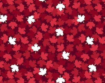 Canadian Christmas fabric by half yard, holiday cotton, Maple Leaves quilting cotton, Christmas quilting fabric, sewing fabric, fall fabric