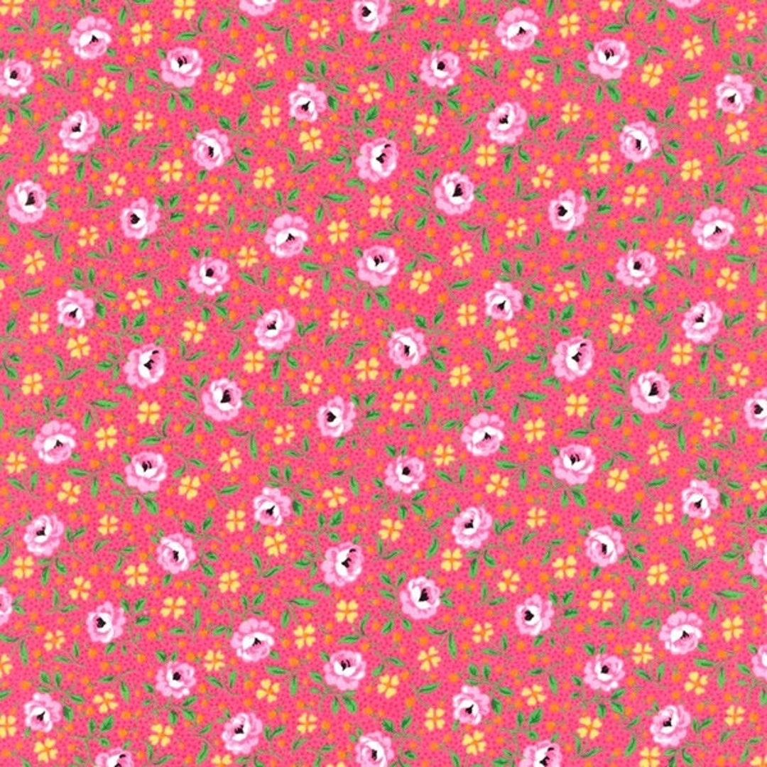 Pink Floral Fabric by Half Yard, Pink Flower Cotton, Pink Floral Quilting Cotton, Floral