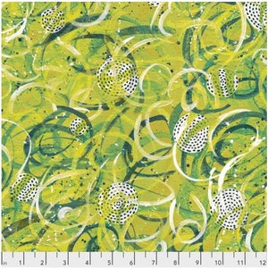 Tecido liquidificador verde por meia jarda, algodão verde brilhante, algodão para quilting em redemoinhos, tecido para quilting verde, tecido para costura em redemoinhos Free spirit