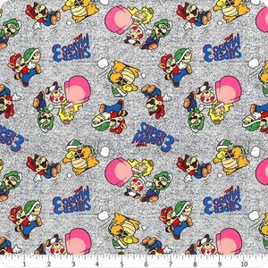 Nintendo fabric by half yard, children fabric, printed quilting cotton, Super Mario quilting fabric, Mario sewing fabric, kids&#39; fabric