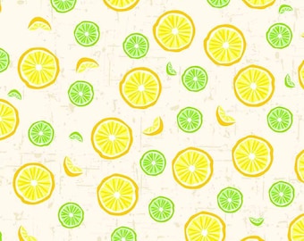 Lemon fabric by half yard, lemon print fabric, lemon slices quilting cotton, lime quilting fabric, citrus sewing fabric, fruit fabric