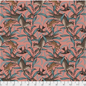 Cat fabric by half yard, kitten fabric, printed quilting cotton, cats and bunny quilting fabric, cat sewing fabric, rabbit fabric, mouse