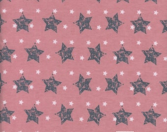 Star flannel fabric, pink blender flannel, grey stars on flannel, sewing flannel fabric, nursery flannel, baby flannel, blender flannel