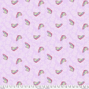 Full Moon Forest fabric by half yard, Tula Pink Sofishticated Blossom quilting cotton, Free Spirit fish quilting fabric, fishing fabric