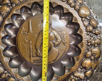 Ricordo D'abruzzo Italian Copper 3D Wall Hanging Plate Mid Century
