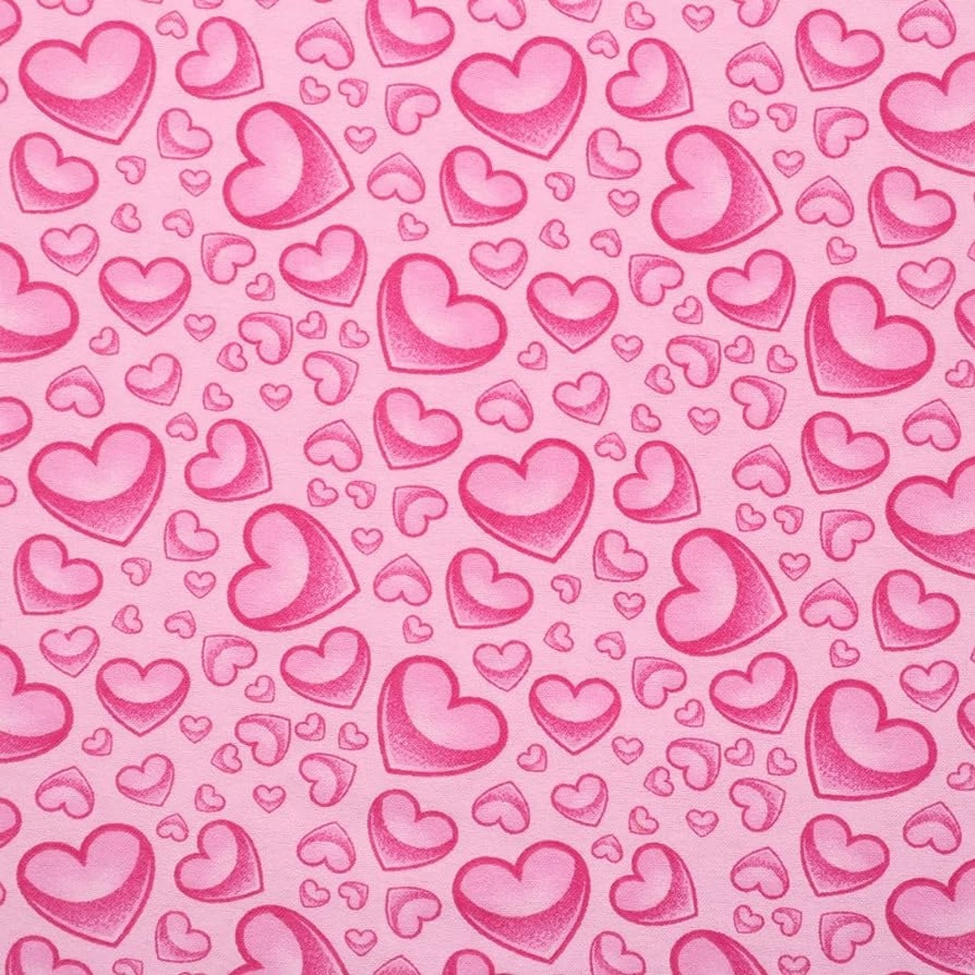 Heart Flannel Fabric, Pink Blender Flannel, Pink Heart Flannel, Sewing