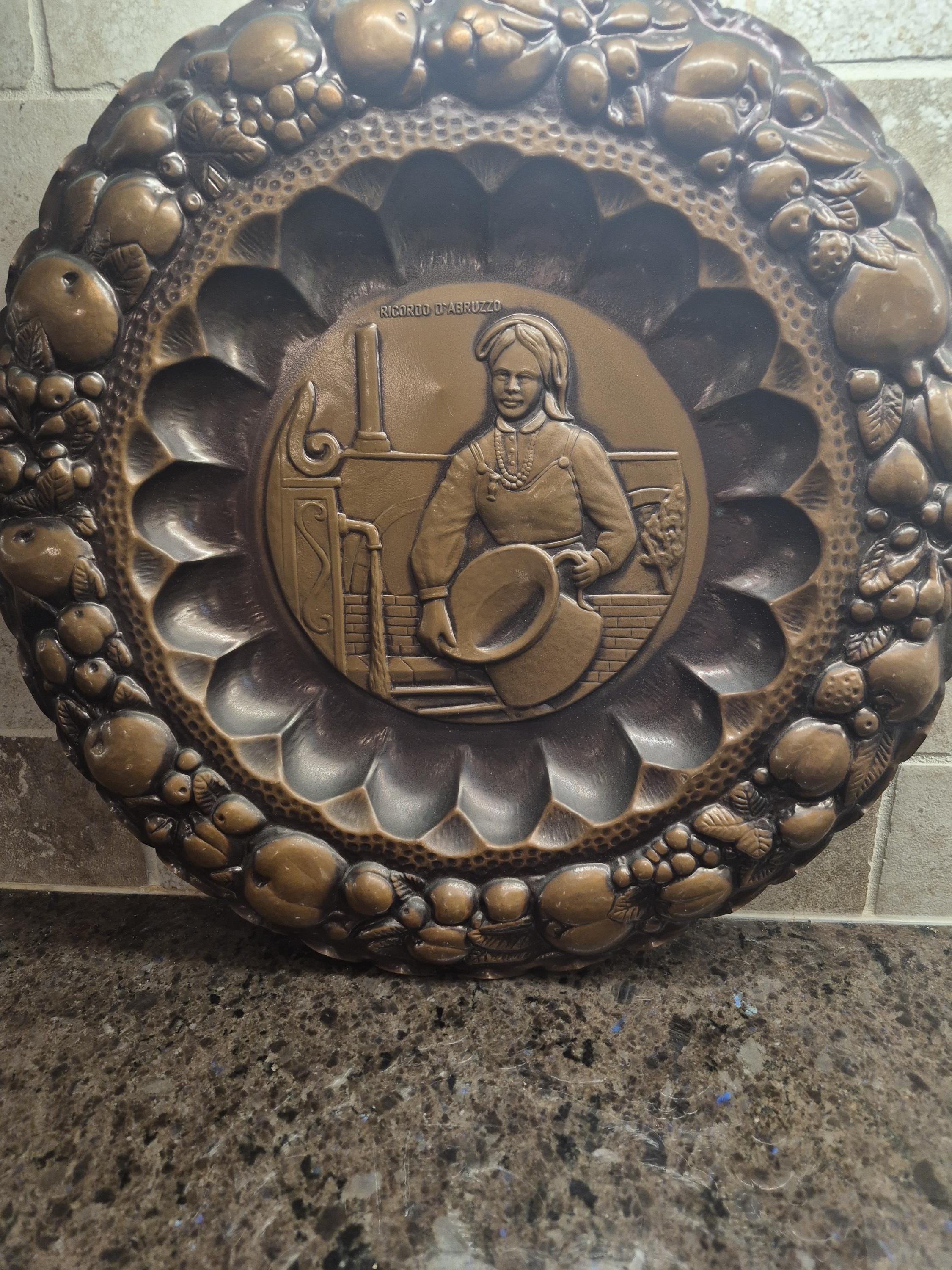 Ricordo D'abruzzo Italian Copper 3D Wall Hanging Plate Mid Century