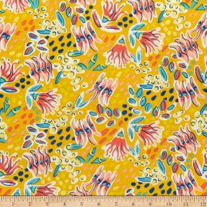 Blender fabric by half yard, neural blender cotton, bright quilting cotton, ocean quilting fabric, yellow sewing fabric, Summer fabric