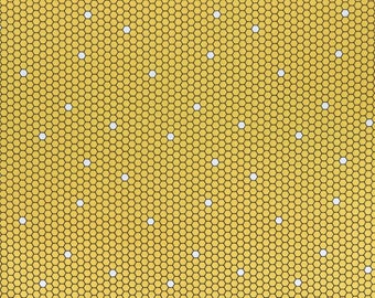 Tissu abeille d'un demi-mètre, coton abeille, coton à courtepointe d'été, tissu à courtepointe nature, tissu à coudre abeille, tissu insectes, tissu miel