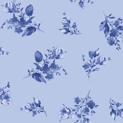 Light Blue Floral Fabric by Half Yard Flower Cotton Blue Etsy
