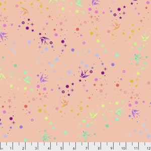 Blender fabric by half yard, Tula Pink Pinkerville Fairy Dust quilting cotton in sherbet, orange quilting fabric, Free spirit sewing fabric