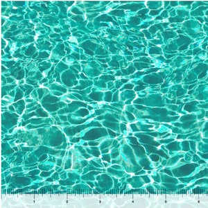 Water fabric by half yard, pool water print fabric, swimming pool quilting cotton, pool quilting fabric, water sewing fabric, green blender