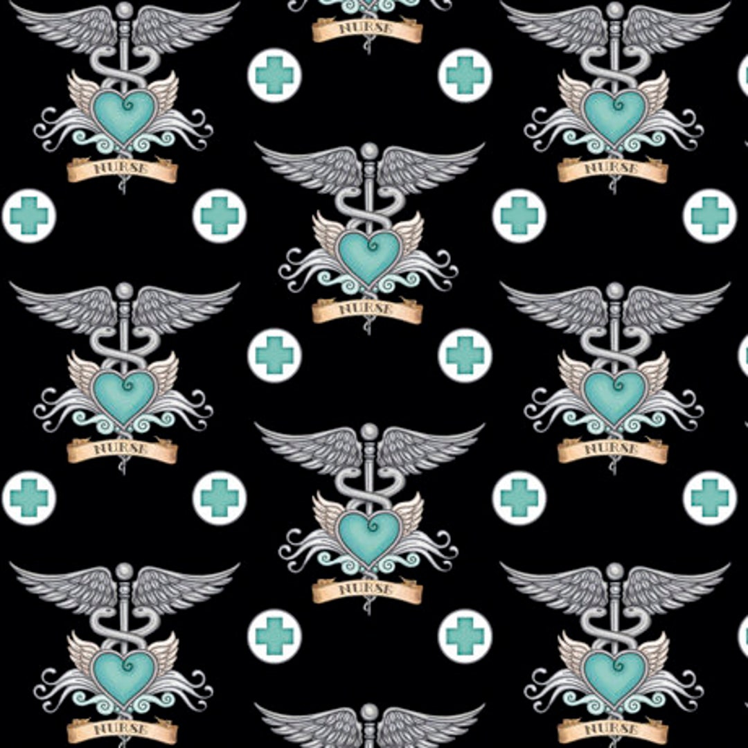 Medical Fabric by Half Yard, Nurse Fabric, Printed Quilting Cotton, Paramedic Quilting Fabric