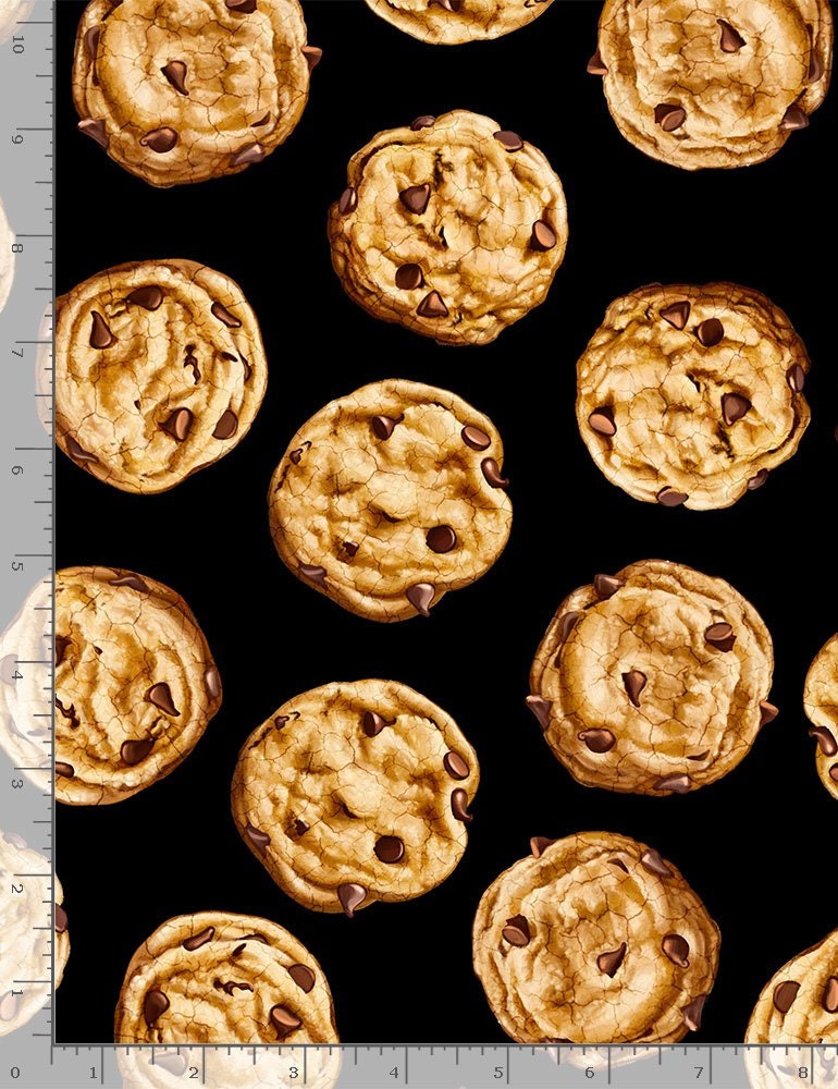 Cookie Fabric by Half Yard Chocolate Chip Cookie Print Etsy