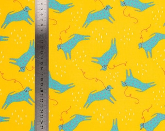 Dog fabric by half yard, dog cotton, dog quilting cotton, dog quilting fabric, yellow dog sewing fabric, Millennial Girl, dog fabric