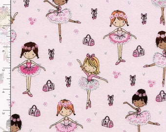 Ballet fabric by half yard, ballet cotton, ballerina quilting cotton, ballet quilting fabric, watercolour dance sewing fabric, ballerina