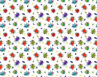 Bugs fabric by half yard, insect fabric, beetle printed quilting cotton, bug quilting fabric, kids, garden sewing fabric, Blank Quilting