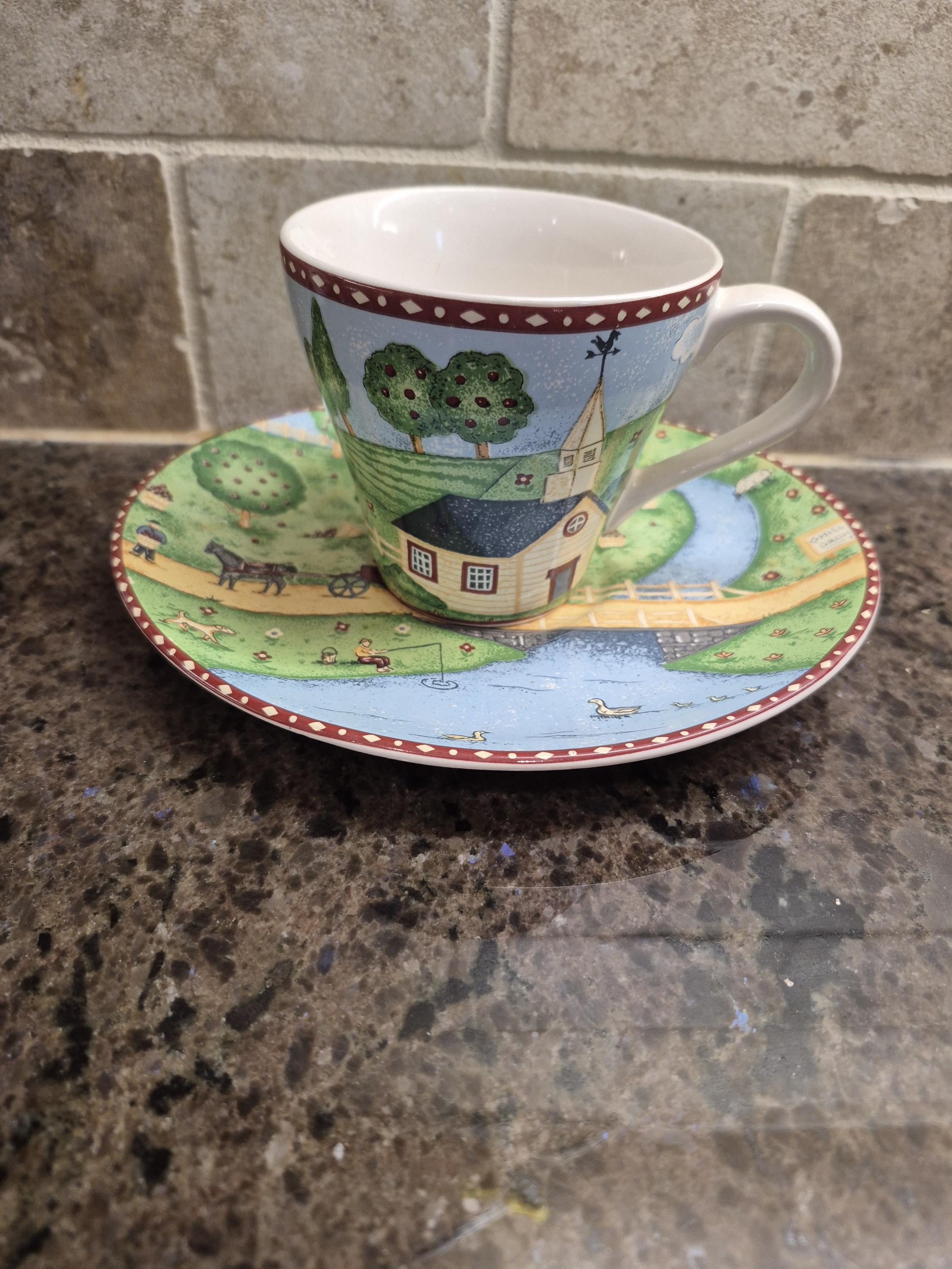 Vintage Sango Green Acres Tea / Coffee Cup and Saucer Set 1995 - Etsy