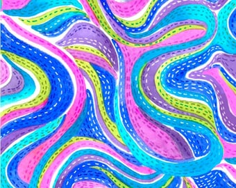 Pink swirl fabric by half yard, swirl cotton, blue swirl quilting cotton, bright swirl quilting fabric, bright blender sewing fabric