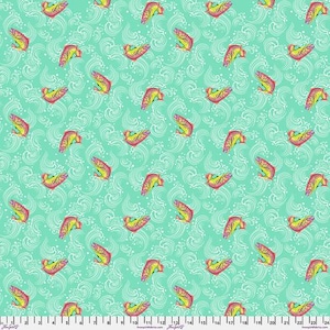 Full Moon Forest fabric by half yard, Tula Pink Sofishticated Enchanted quilting cotton, Free Spirit fish quilting fabric, fishing fabric