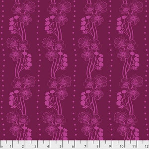 Flower fabric by half yard, floral cotton, pink floral quilting cotton, red quilting fabric, Free spirit sewing fabric, Anna Maria Horner