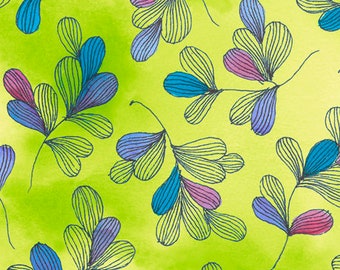 Tissu floral vert d'un demi-mètre, feuille de coton, coton pour courtepointe feuilles vertes, tissu pour courtepointe feuilles lumineuses, tissu de couture jardin lumineux