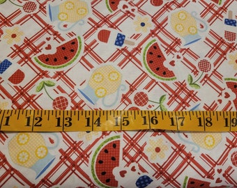 Watermelon fabric by half yard, ice cream print fabric, summer printed quilting cotton, bright quilting fabric, summer sewing fabric, picnic