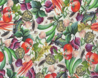 Veggie fabric by half yard, vegetables cotton, radish quilting cotton, turnip quilting fabric, veggie sewing fabric, food fabric, garlic