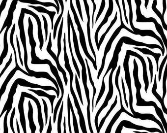 Tessuto zebrato da mezzo metro, tessuto con stampa zebrata, cotone per trapuntatura con stampa animalier, tessuto per trapuntatura effetto pelle di zebra, tessuto da cucito a strisce zebrate nere