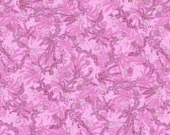 Seaweed fabric by half yard, ocean fabric, printed quilting cotton, sea quilting fabric, reed pods sewing fabric, sea cotton, pink shells
