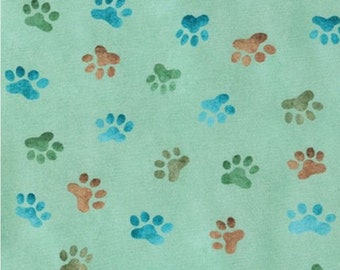 Dog fabric by half yard, cat fabric, printed quilting cotton, dog paw print quilting fabric, cat paw sewing fabric, children fabric