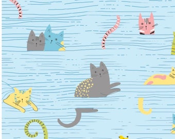 Cat fabric by half yard, cat in blinds printed quilting cotton, cats quilting fabric, cat sewing fabric, cat cotton fabric, kids fabric